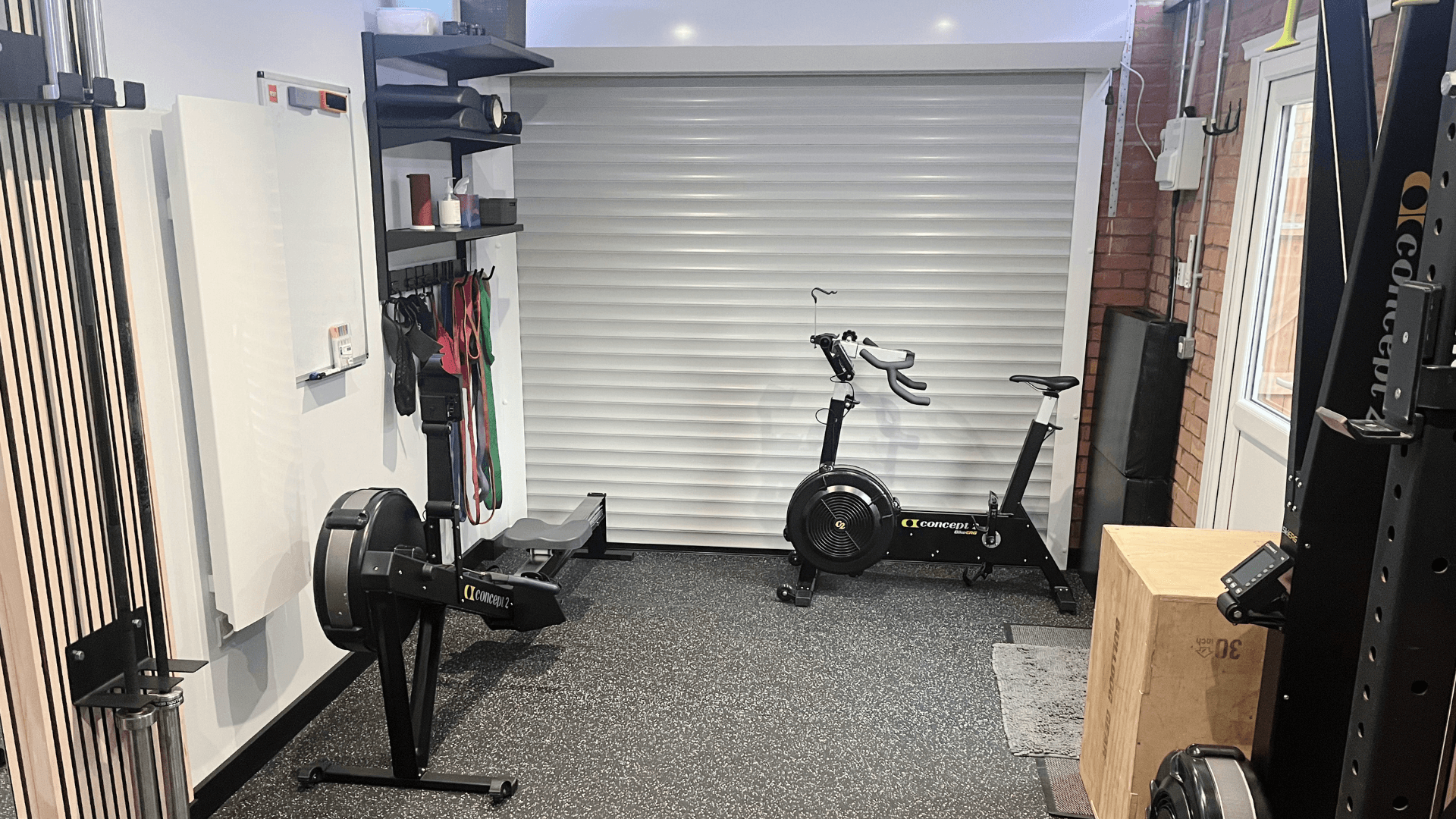Personal trainer gym and Garolla garage door