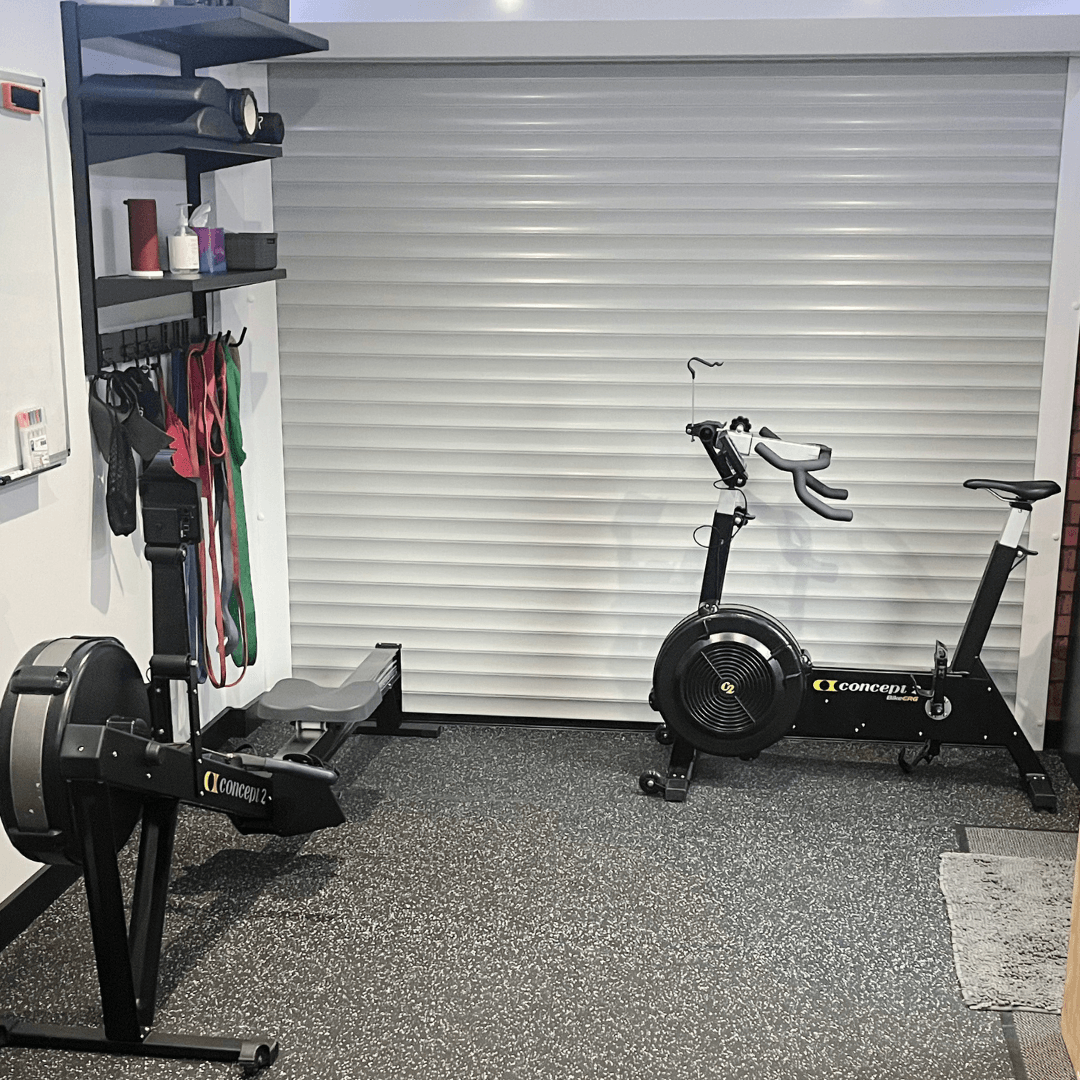 Personal trainer gym and Garolla garage door