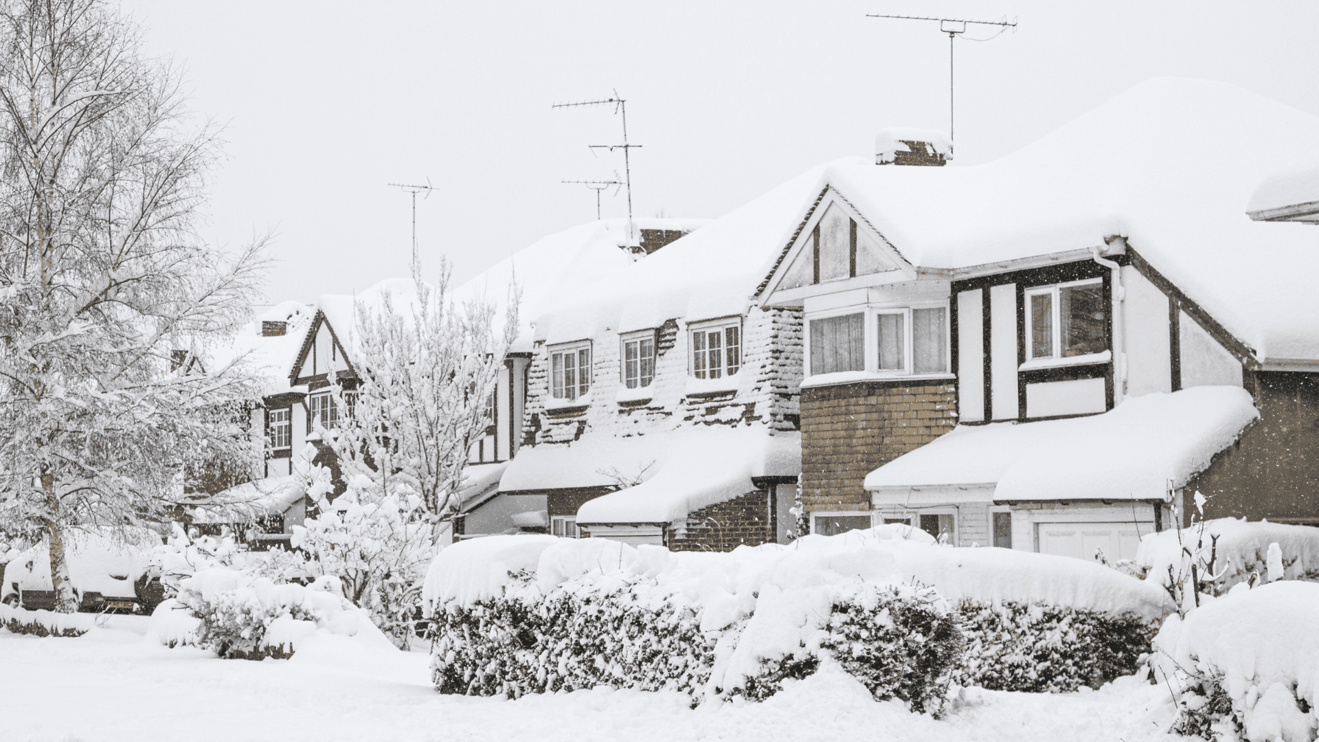 Winter scene with snow on an Irish street